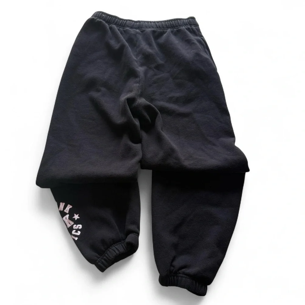 Victoria’s Secret PINK Fleece Baggy Campus Black Sweatpants Cozy Lounge Joggers - Picture 2 of 6